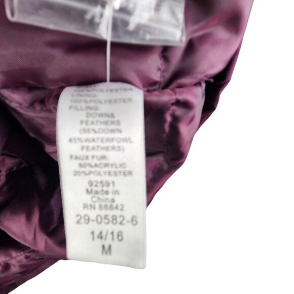 Woman Within Womens Hooded Winter Coat Purple Faux Fur Trim & Pockets 14/16 - Picture 7 of 7